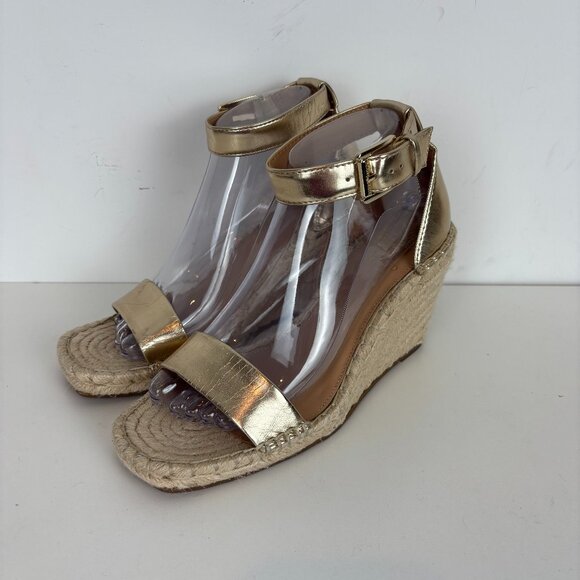 Vince Camuto Shoes - Vince Camuto Medrinna Metallic Gold Espadrille Wedge Sandals Size 9.5 New